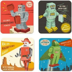 Set of 4 Retro Robot Coasters